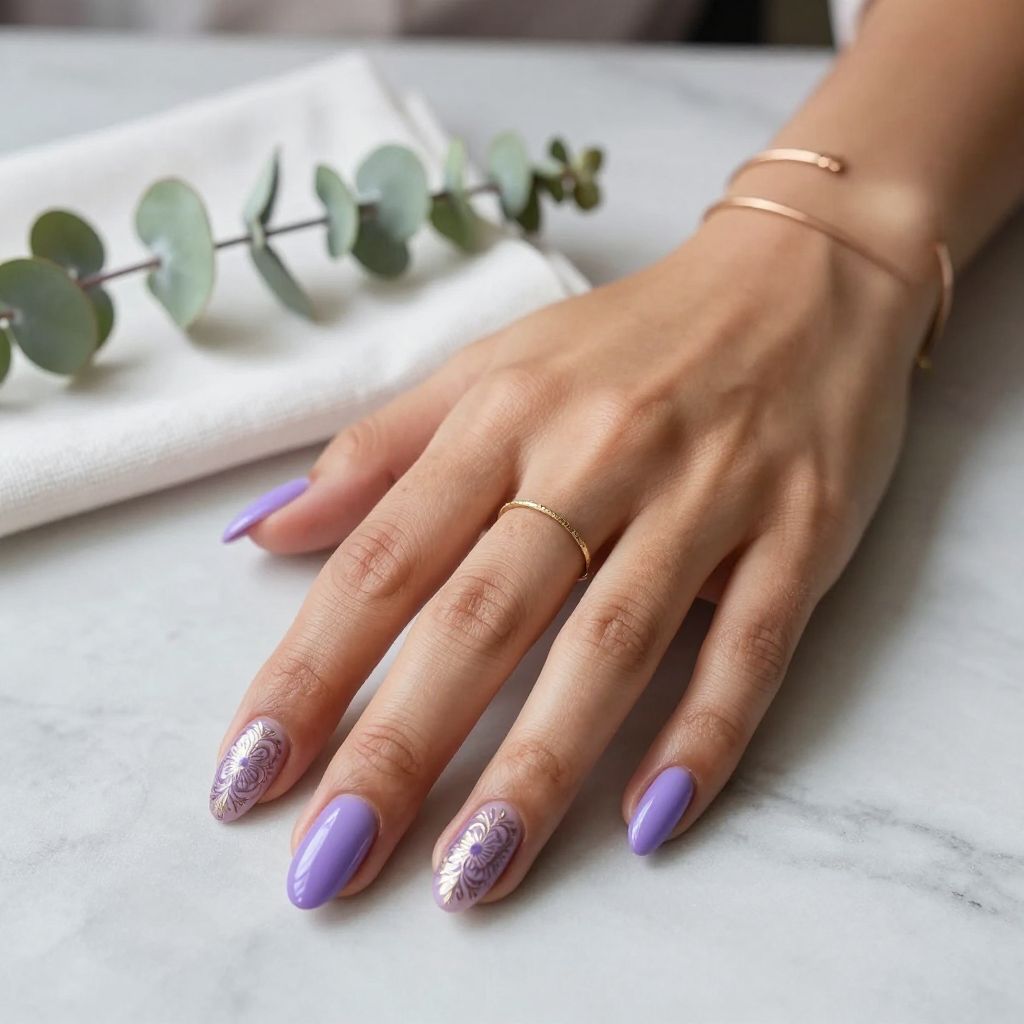 Lavender Gradient with Stamped Mandala Pattern