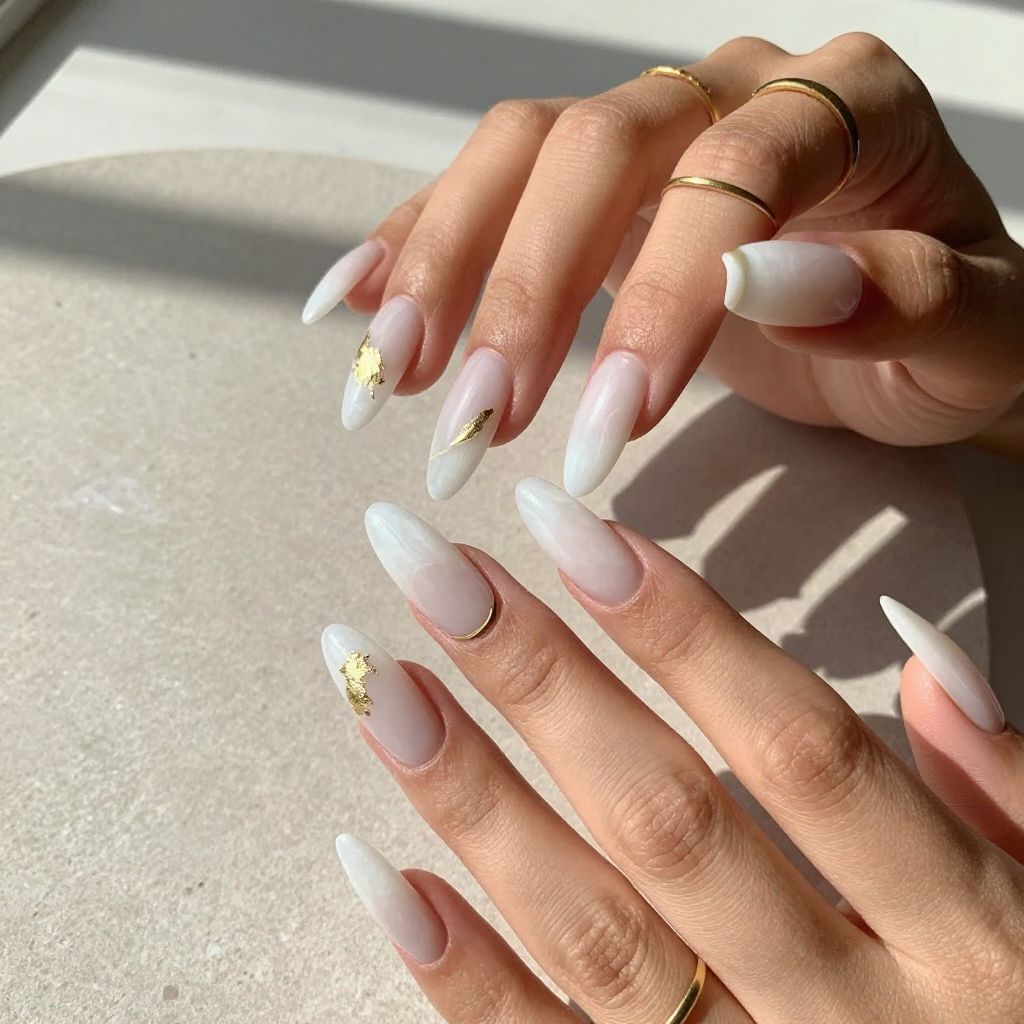 Milky Quartz Coffin Nails