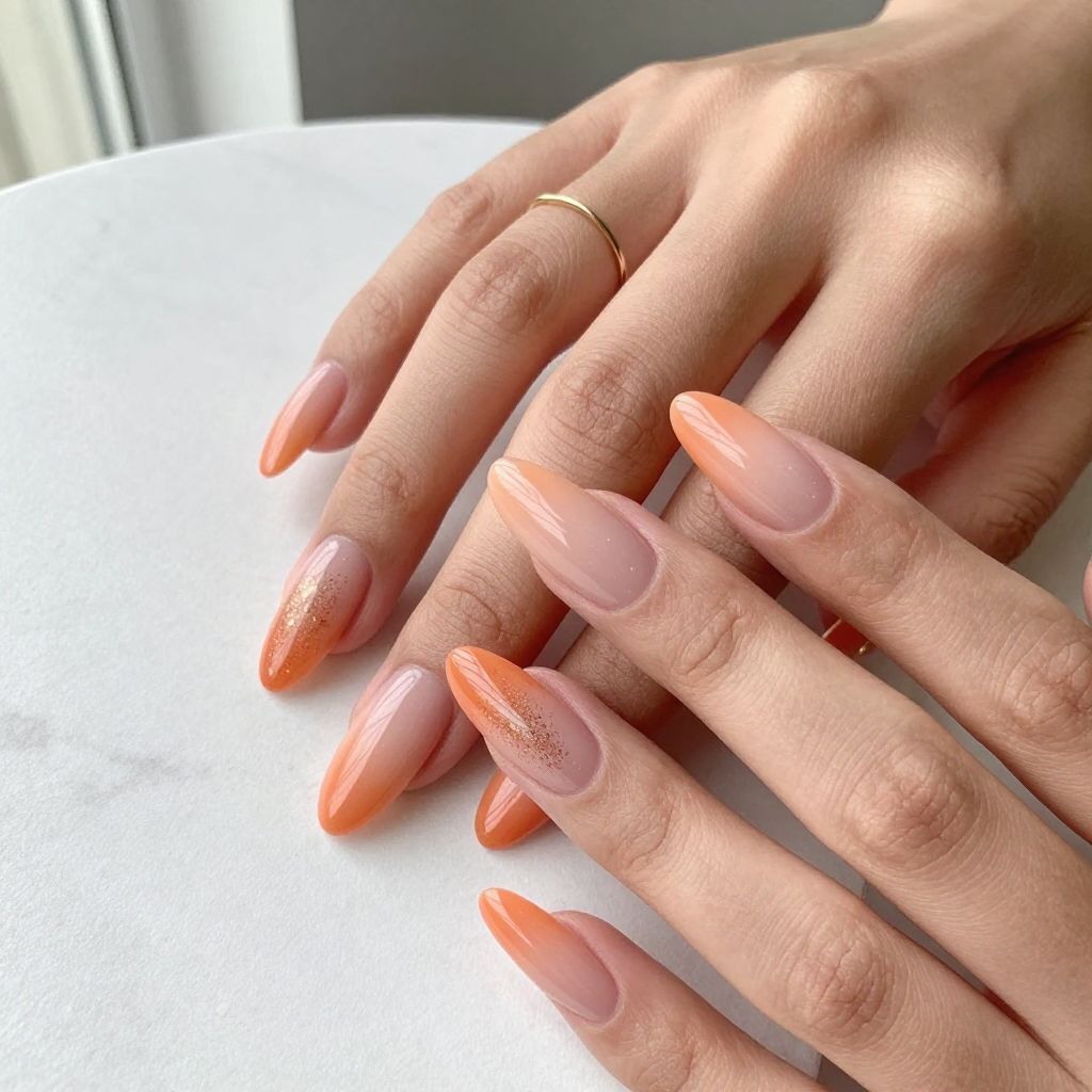 Peachy Nude with Ombre Sunset Effect
