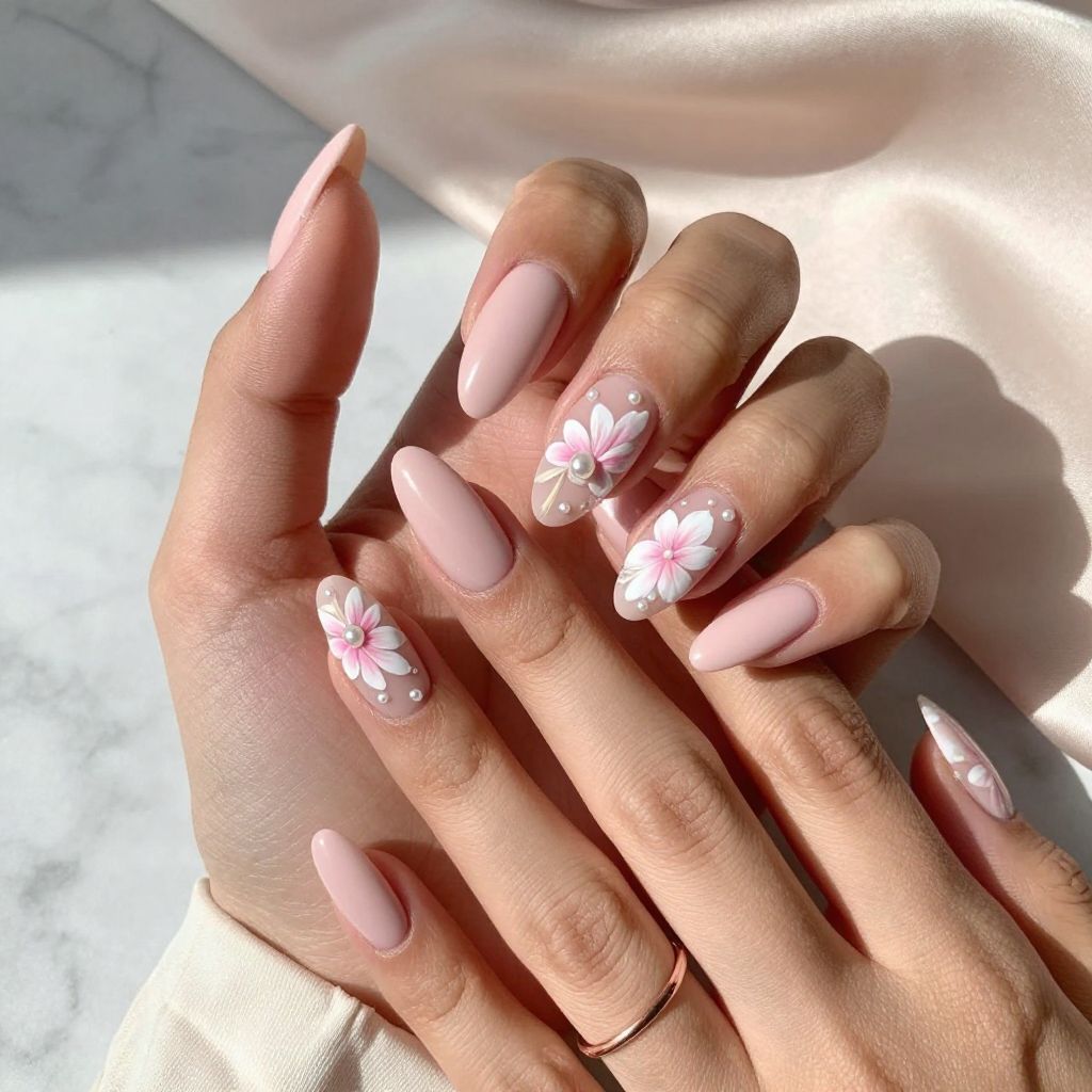 Soft Blush with Floral Accents