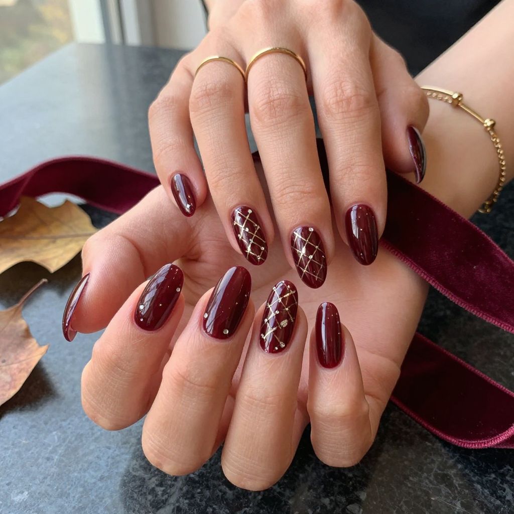 Deep Burgundy with Diamond Pattern