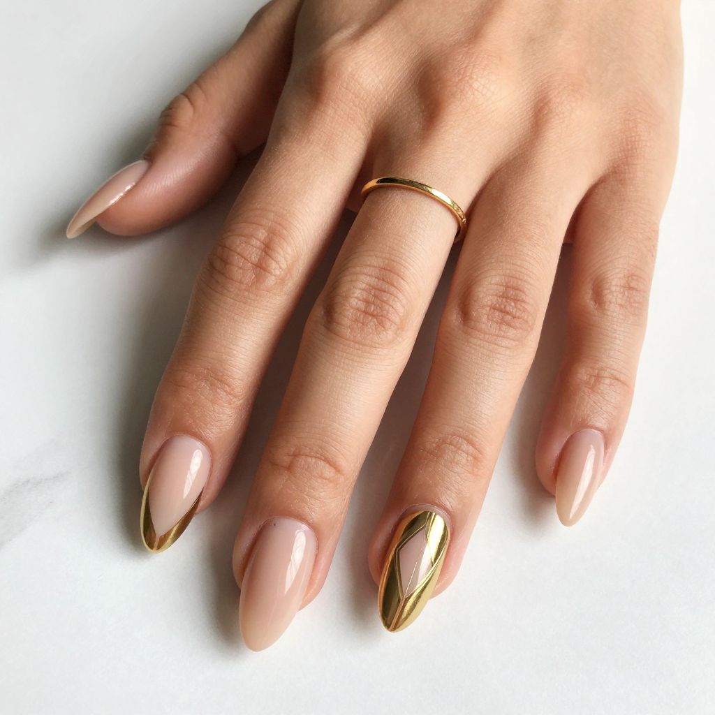 Nude with Negative Space Accent Nails