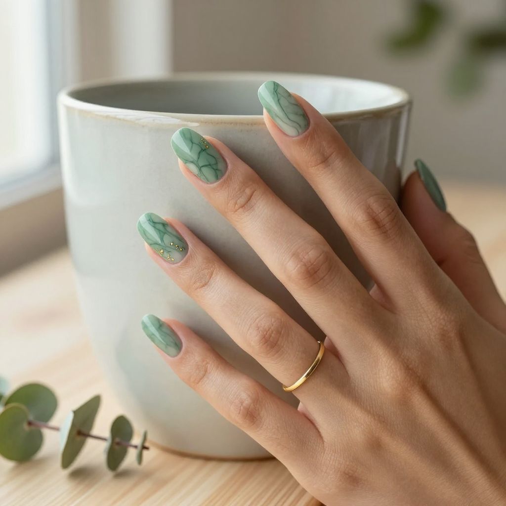 Sage Green and Ivory Marble
