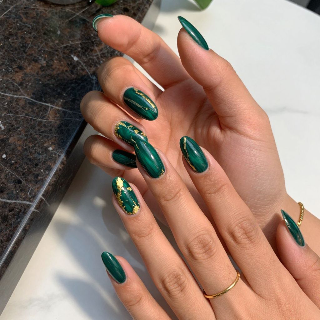 Emerald Green and Gold Marble