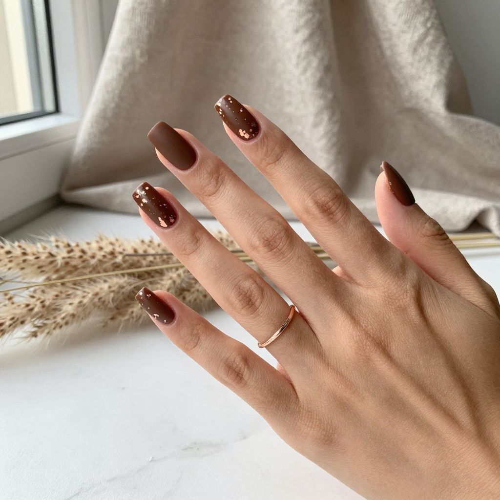 Espresso Brown Matte with Rose Gold Confetti