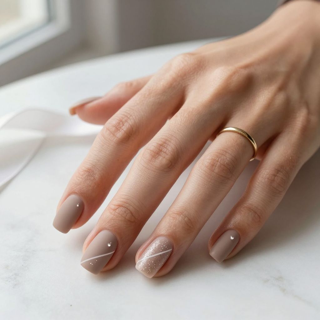 Soft Taupe Minimalist Nails