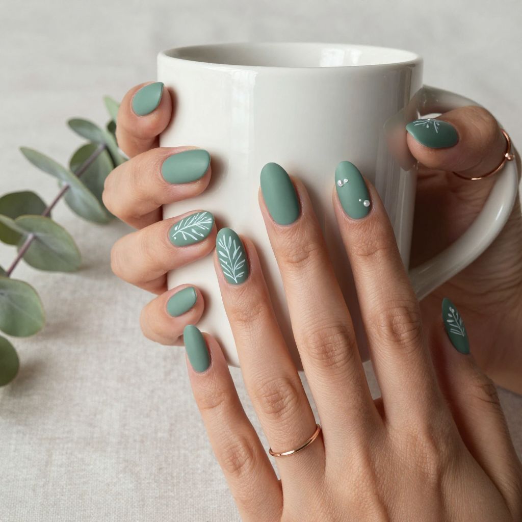 Sage Green Matte with Botanical Details