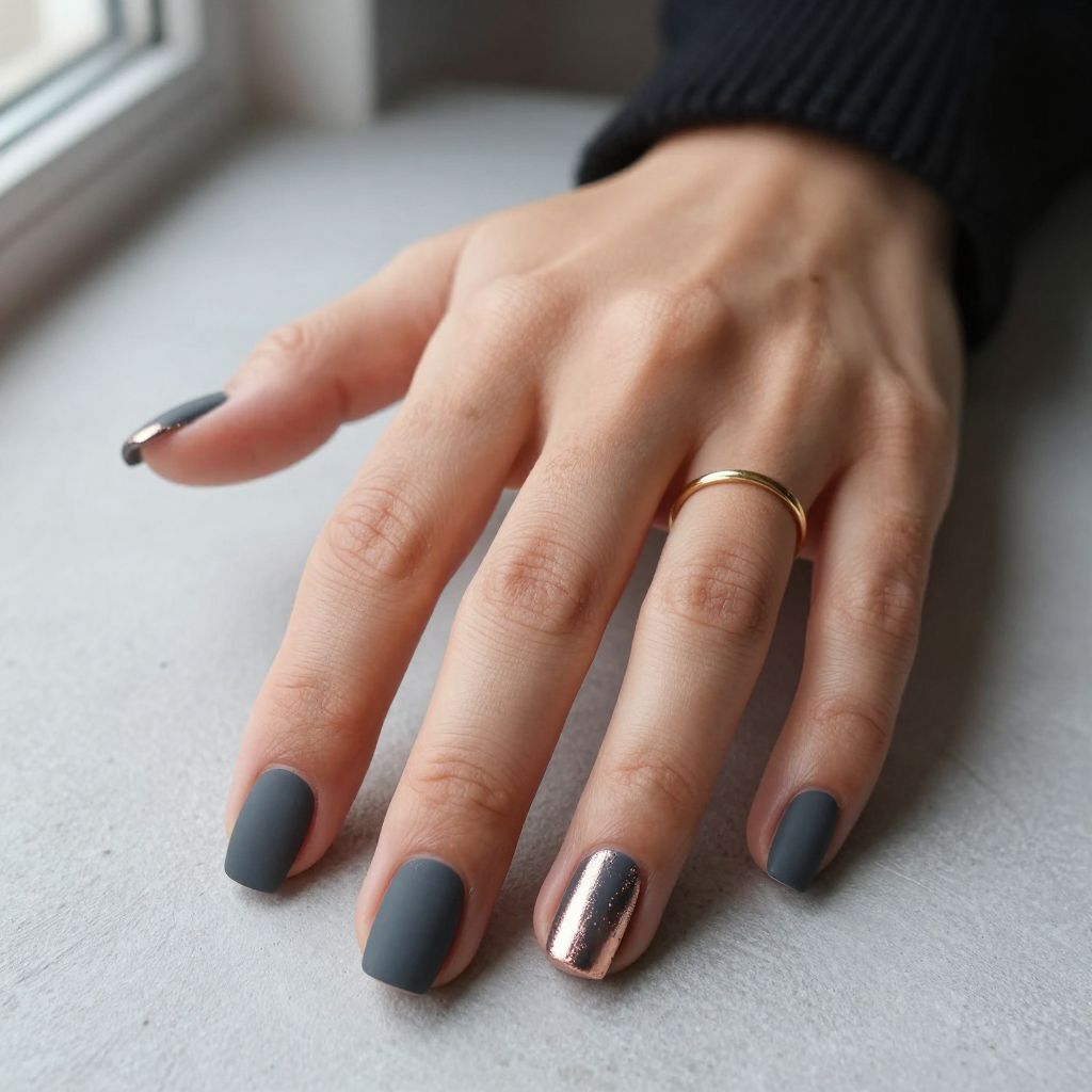 Charcoal Gray Matte with Rose Gold Details