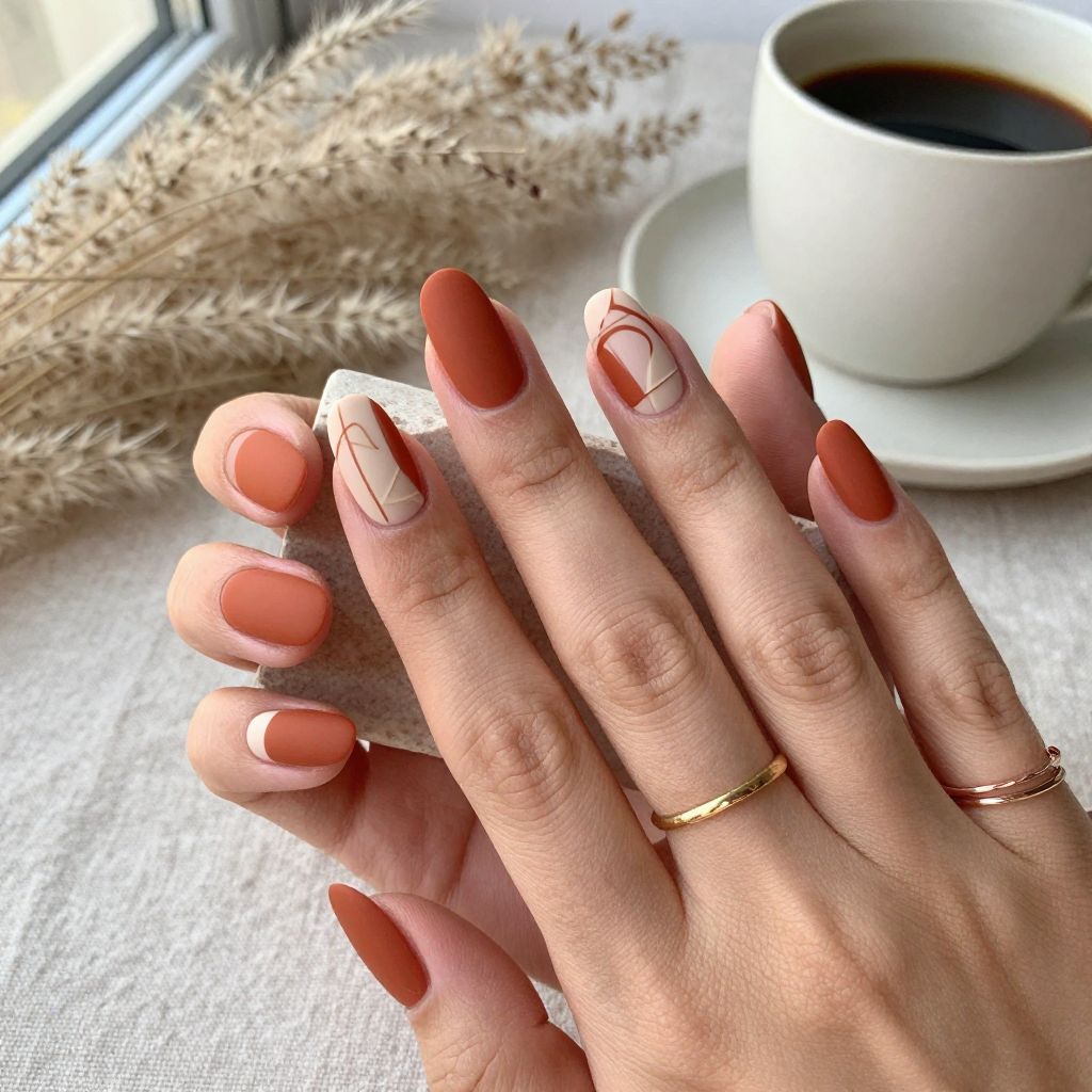 Terracotta Matte with Cream Details