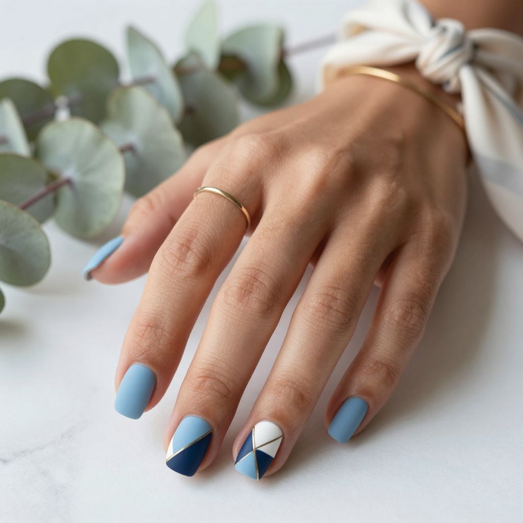 Soft Blue Matte Geometric