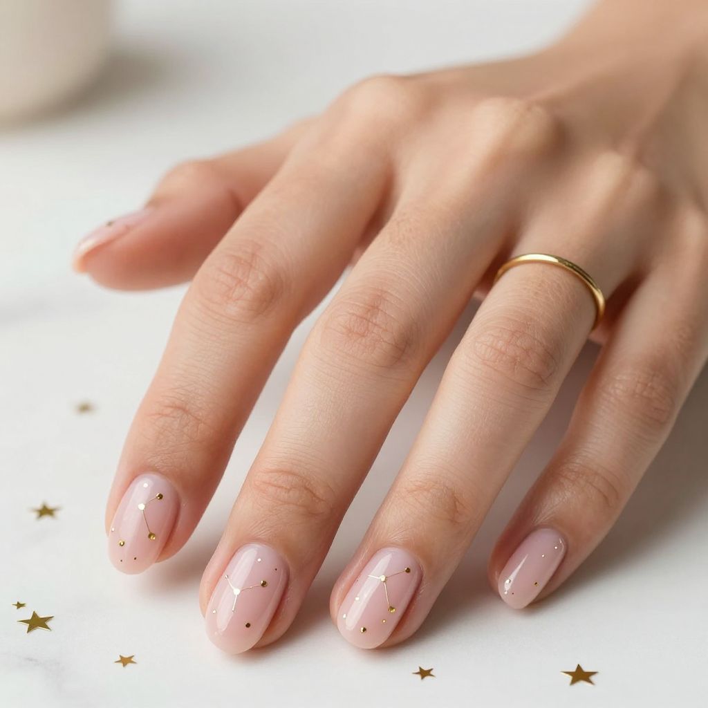 Soft Pink with Tiny Gold Constellation