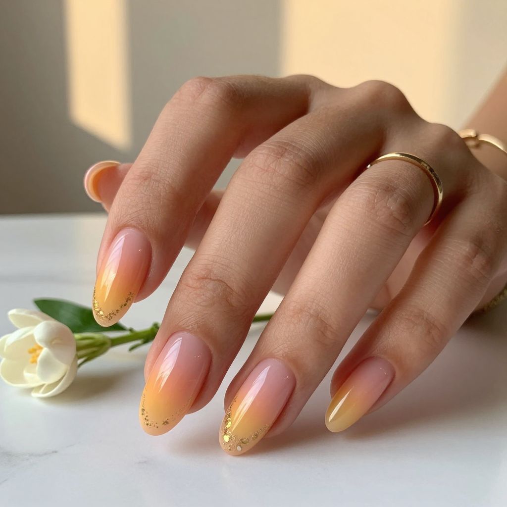 Sunset Gradient Almond Nails
