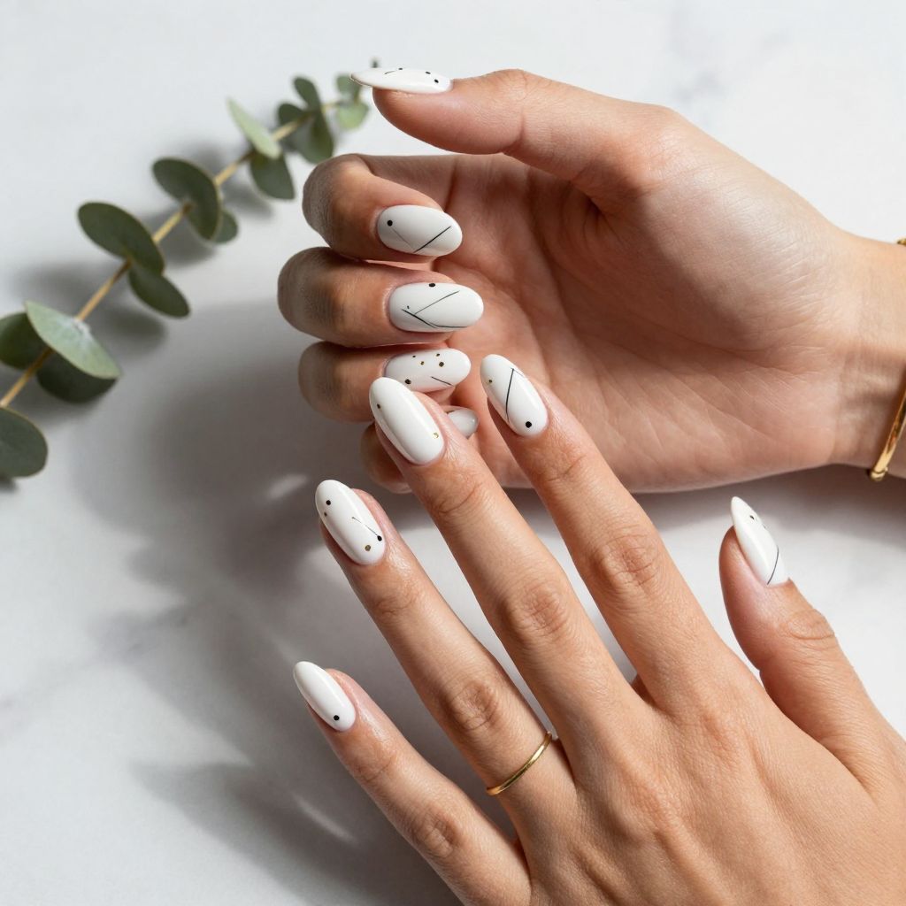 Minimalist Black Line Art Nails