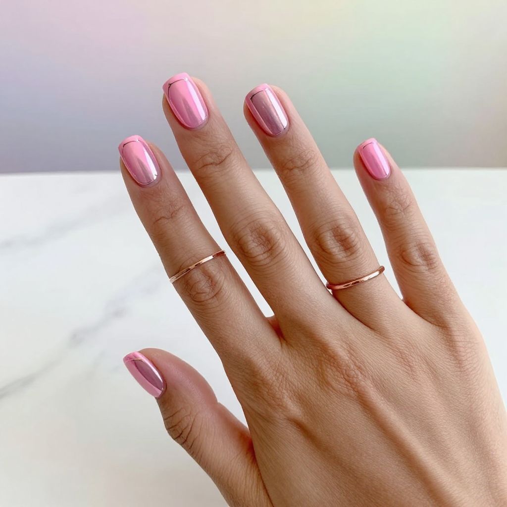 Neon Pink Chrome Nails