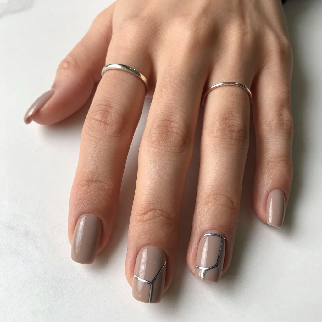 Matte Taupe with Silver Lines