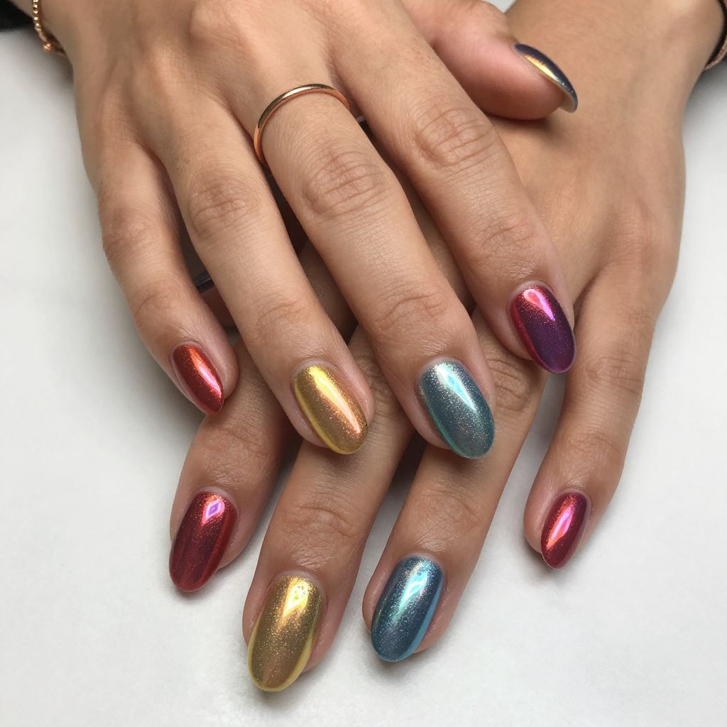 Chrome Rainbow Gradient Nails