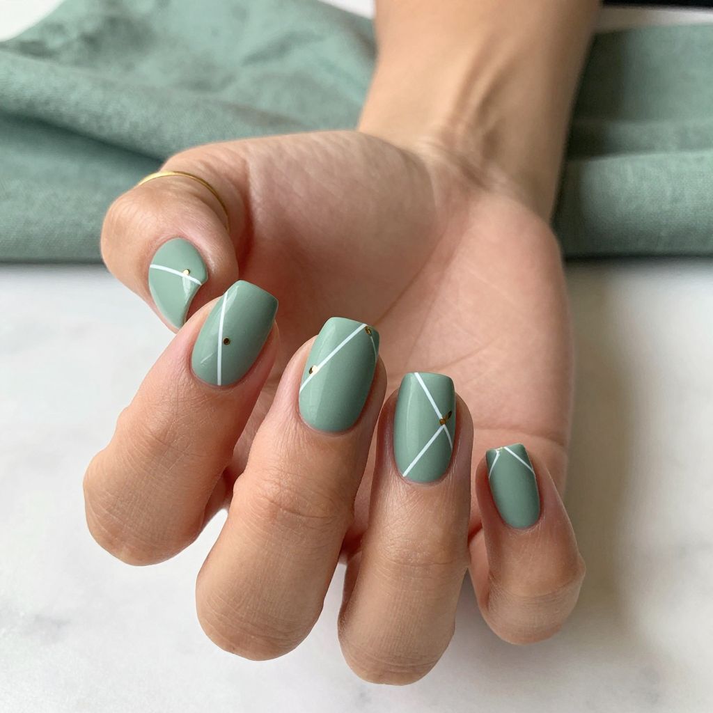 Soft Sage Green with Geometric Lines