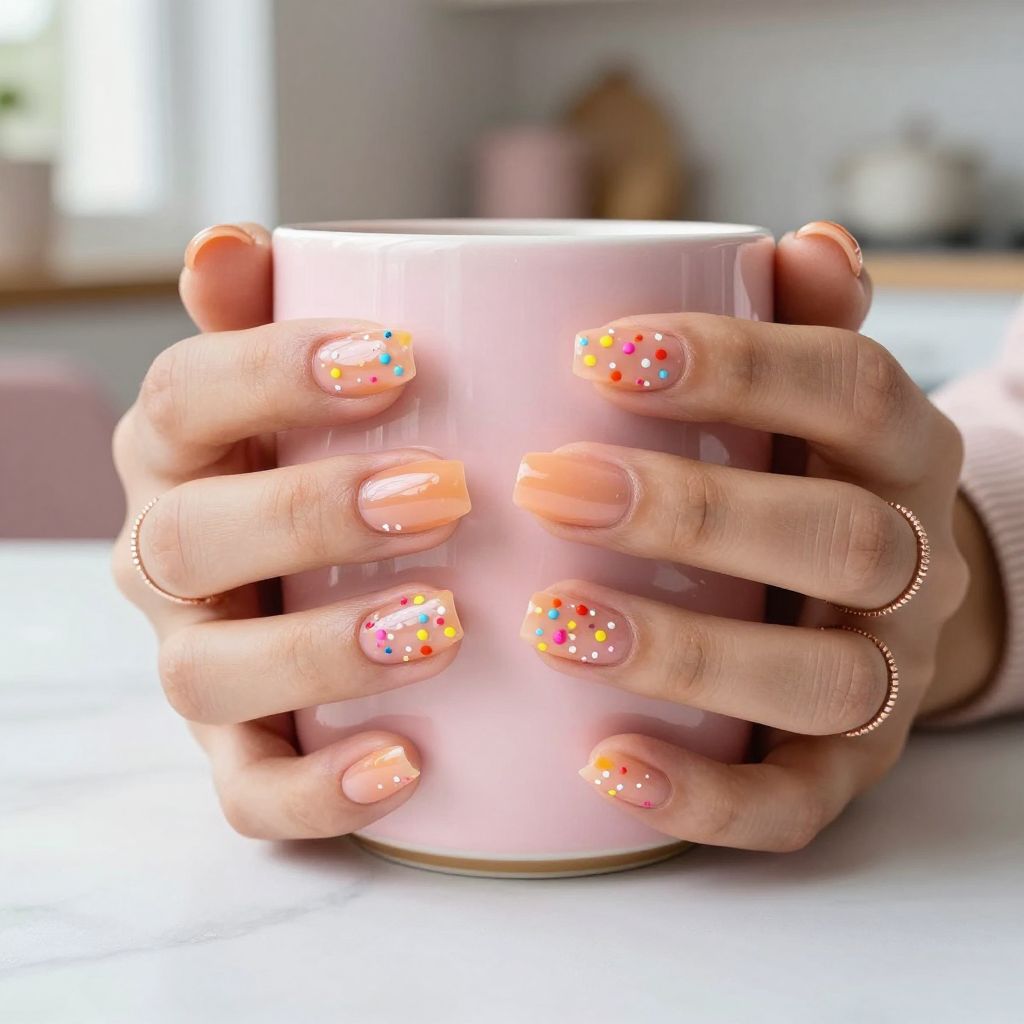 Glazed Donut Nails with Sprinkles
