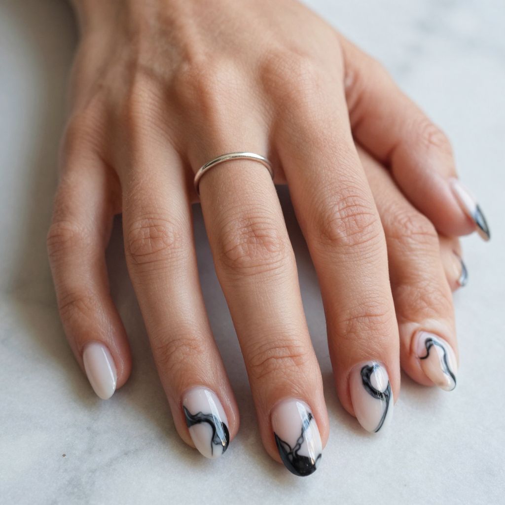 Black and White Marble Swirl