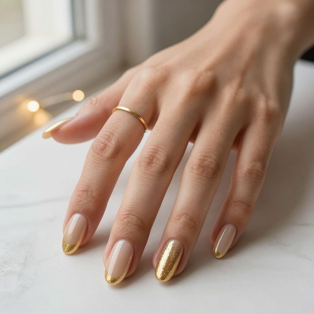 Champagne Gold with Glitter Tips