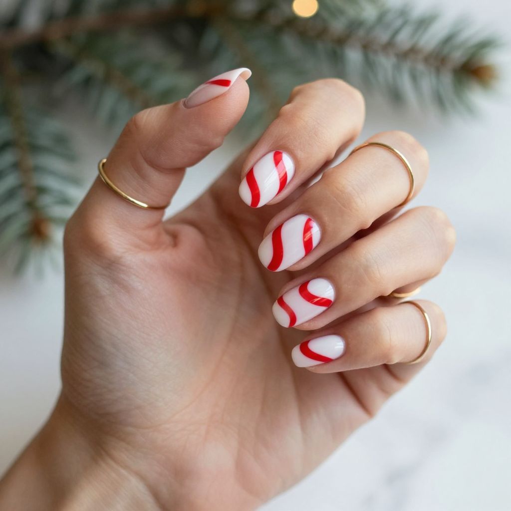 Candy Cane Striped Nails