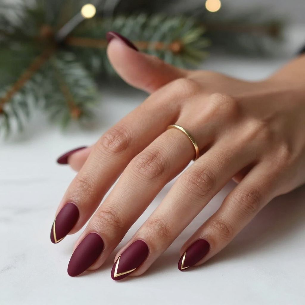 Deep Burgundy with Matte Gold Details