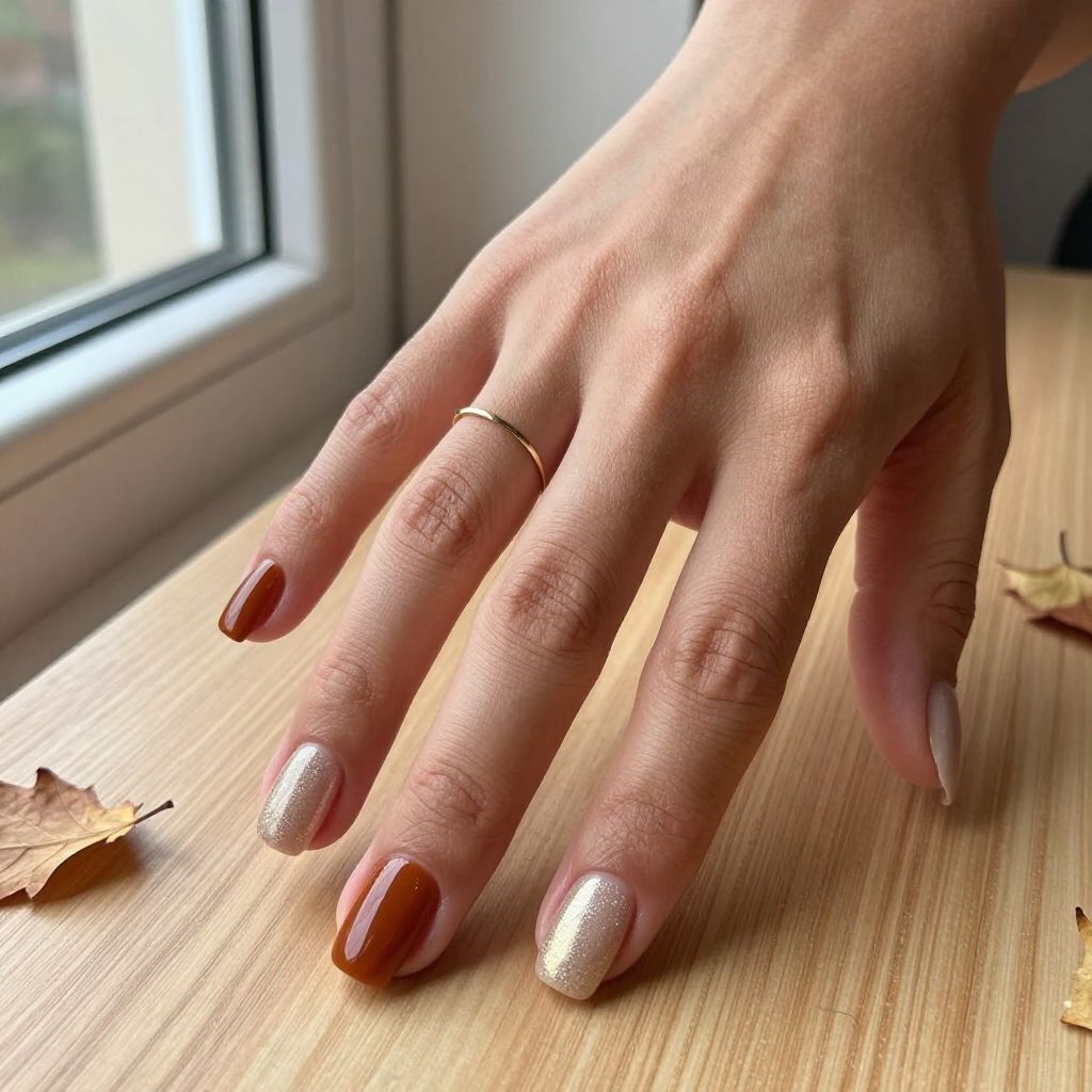 Rust with Textured Matte Accent Nails