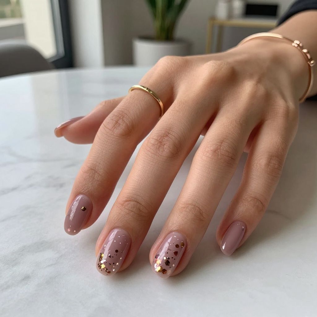Mauve with Metallic Confetti Accent