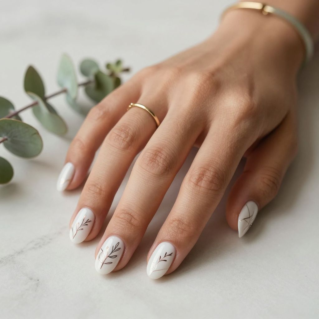 White Base with Delicate Line Art