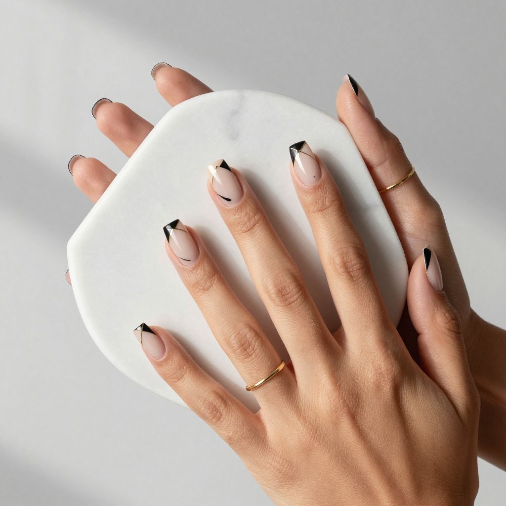 Geometric French Tips
