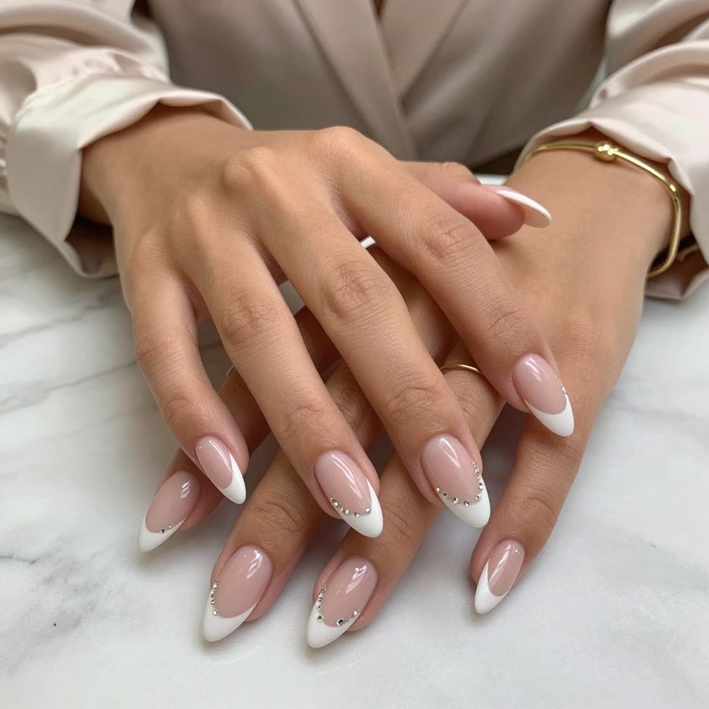 Jeweled French Tips with Crystal Accents