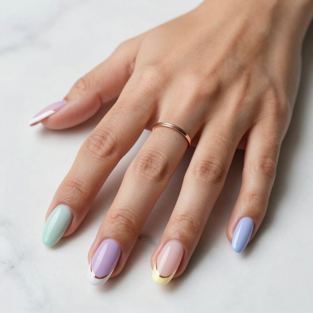 Pastel Rainbow French Tips