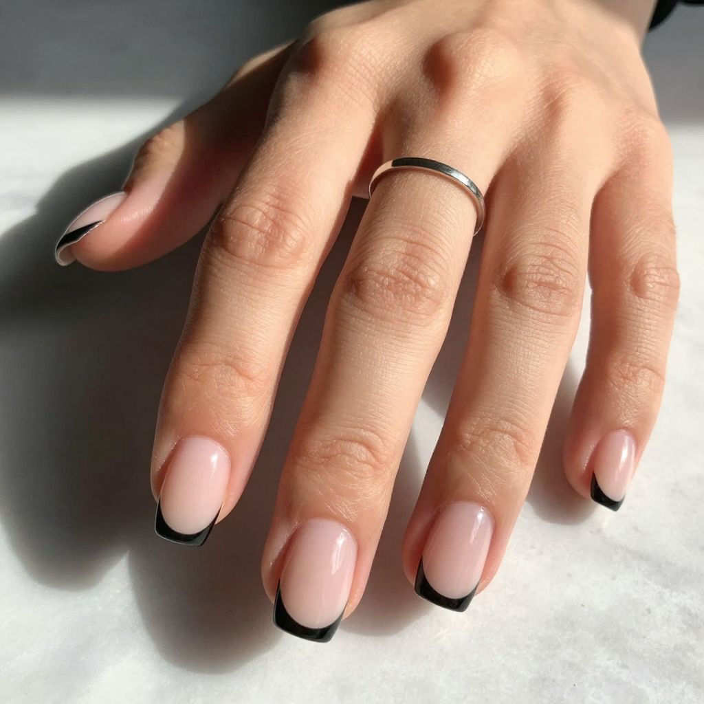 Reverse French Tips with Negative Space