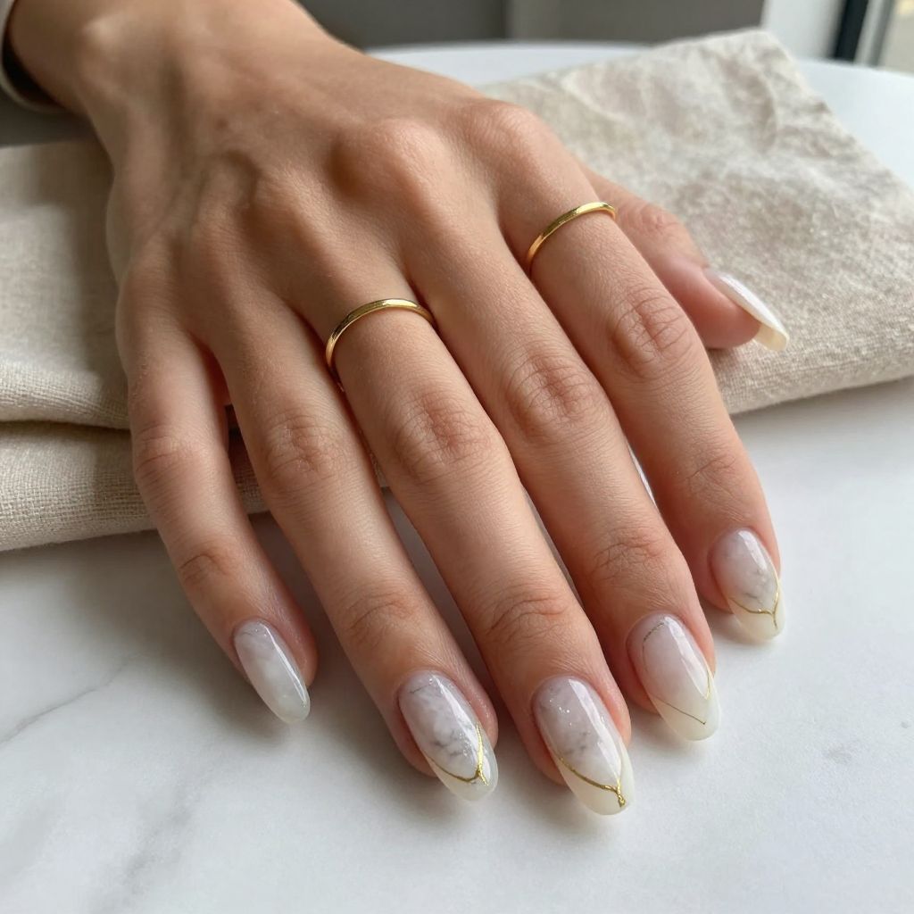 Milky Quartz Coffin Nails