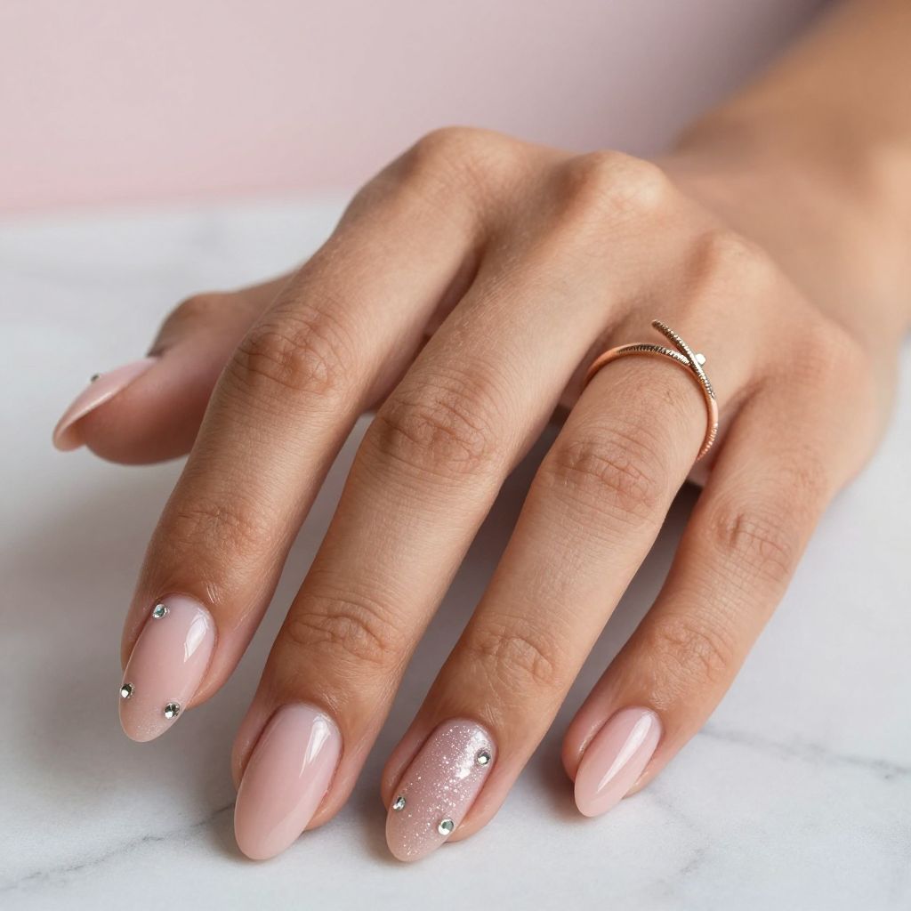 Blush Pink with Rhinestone Accents