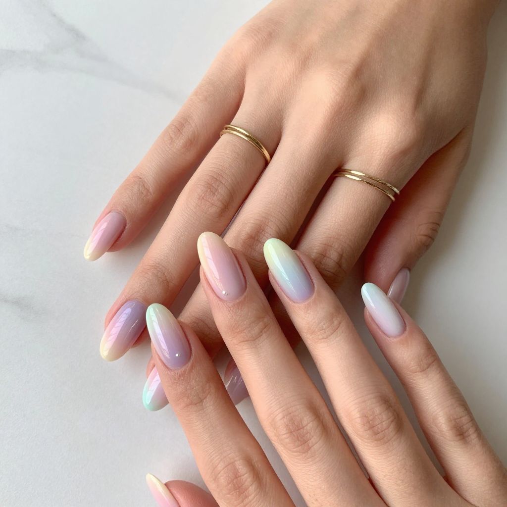 Pastel Rainbow Ombre Nails