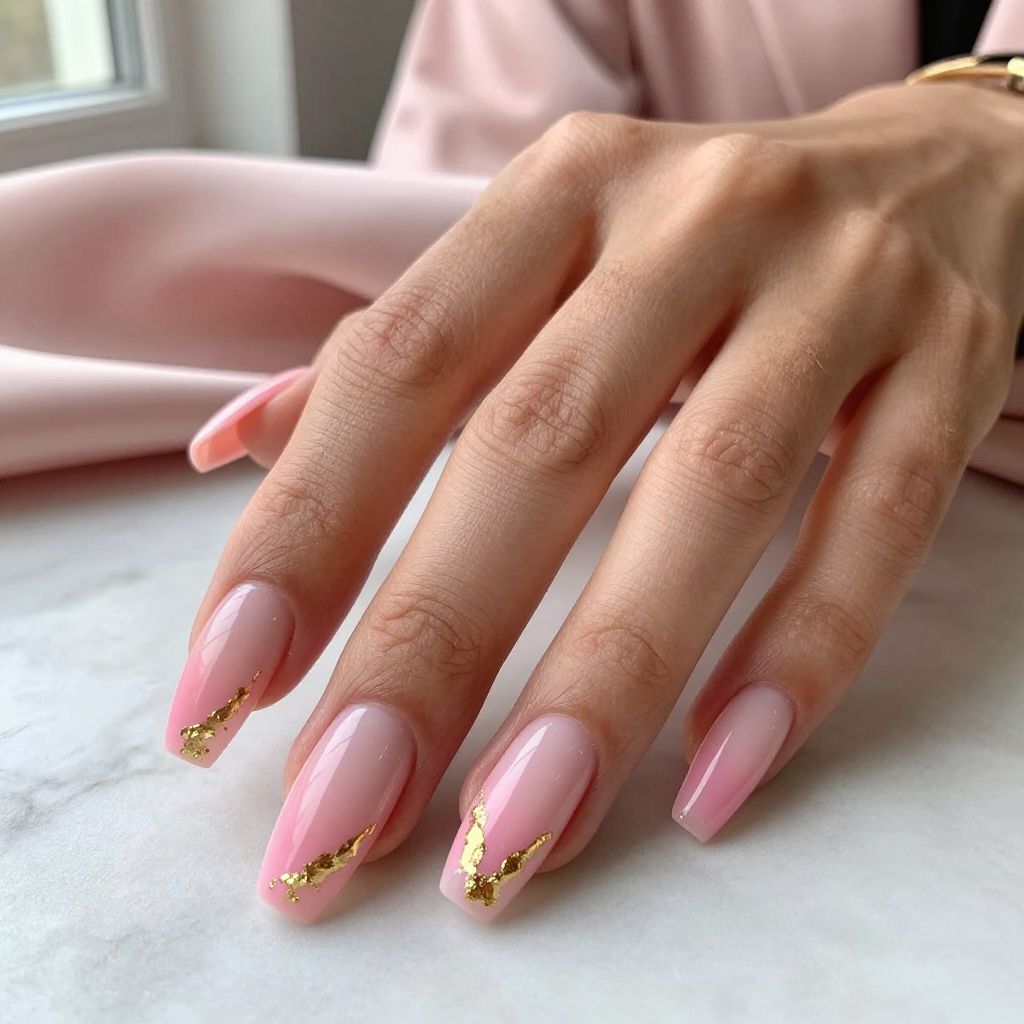 Pink Ombre with Gold Leaf