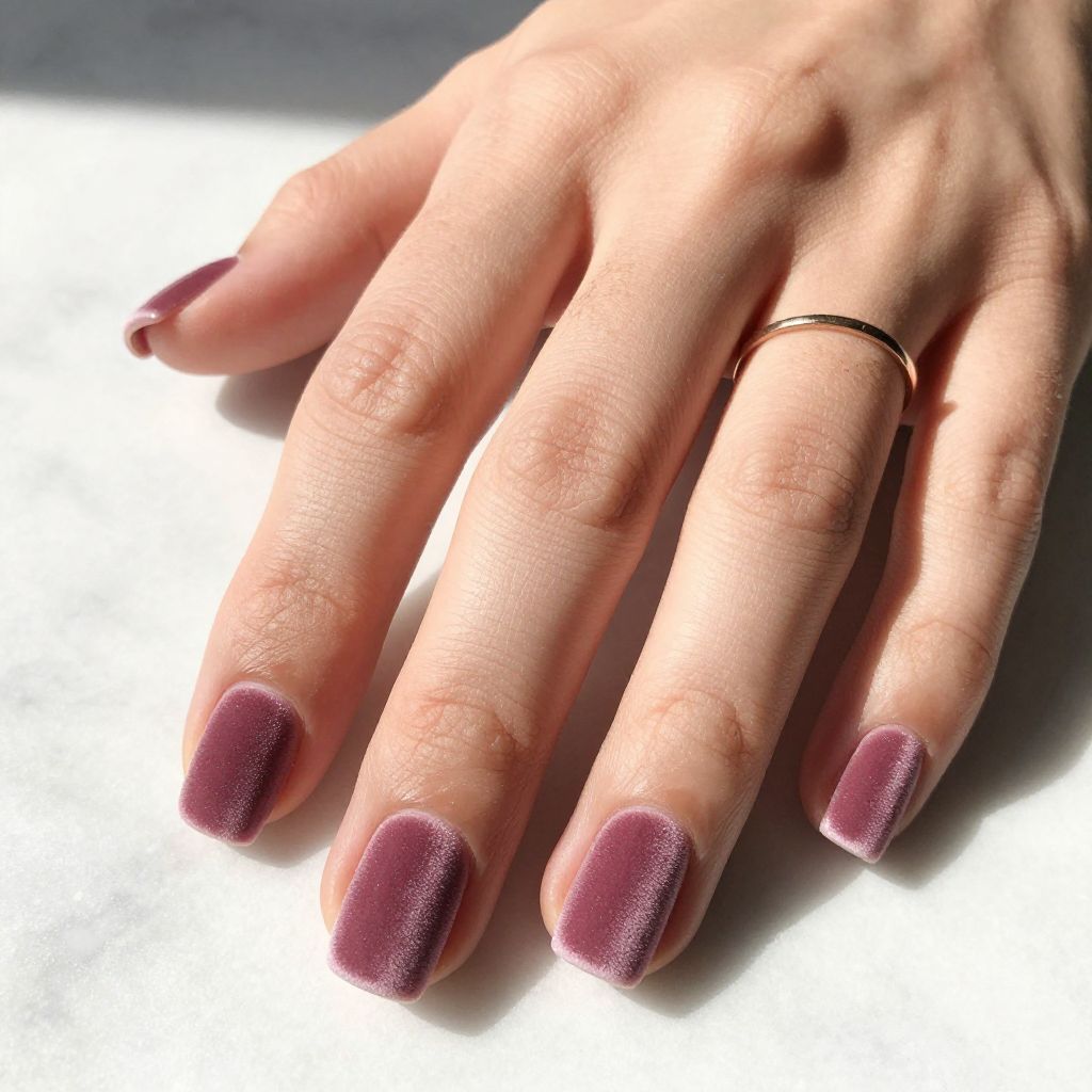 Dark Pink Velvet Texture Nails