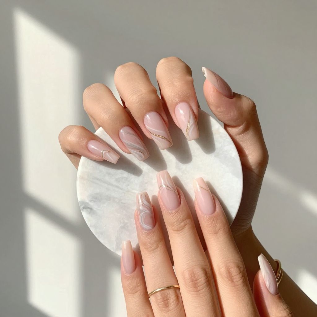 Marble Pink Nail Art