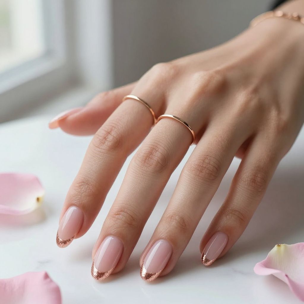 Rose Gold Sparkle Nails