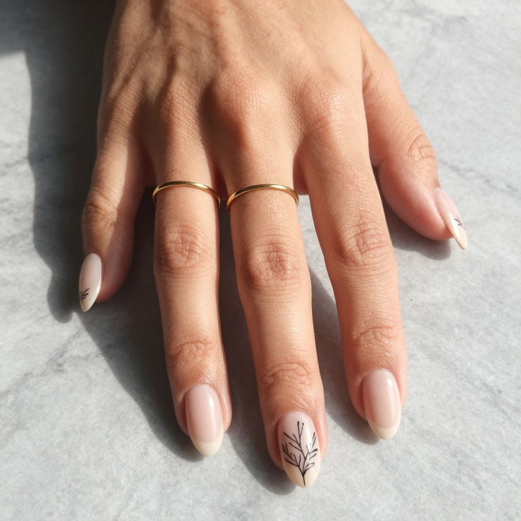 Nude Pink with Minimalist Line Art