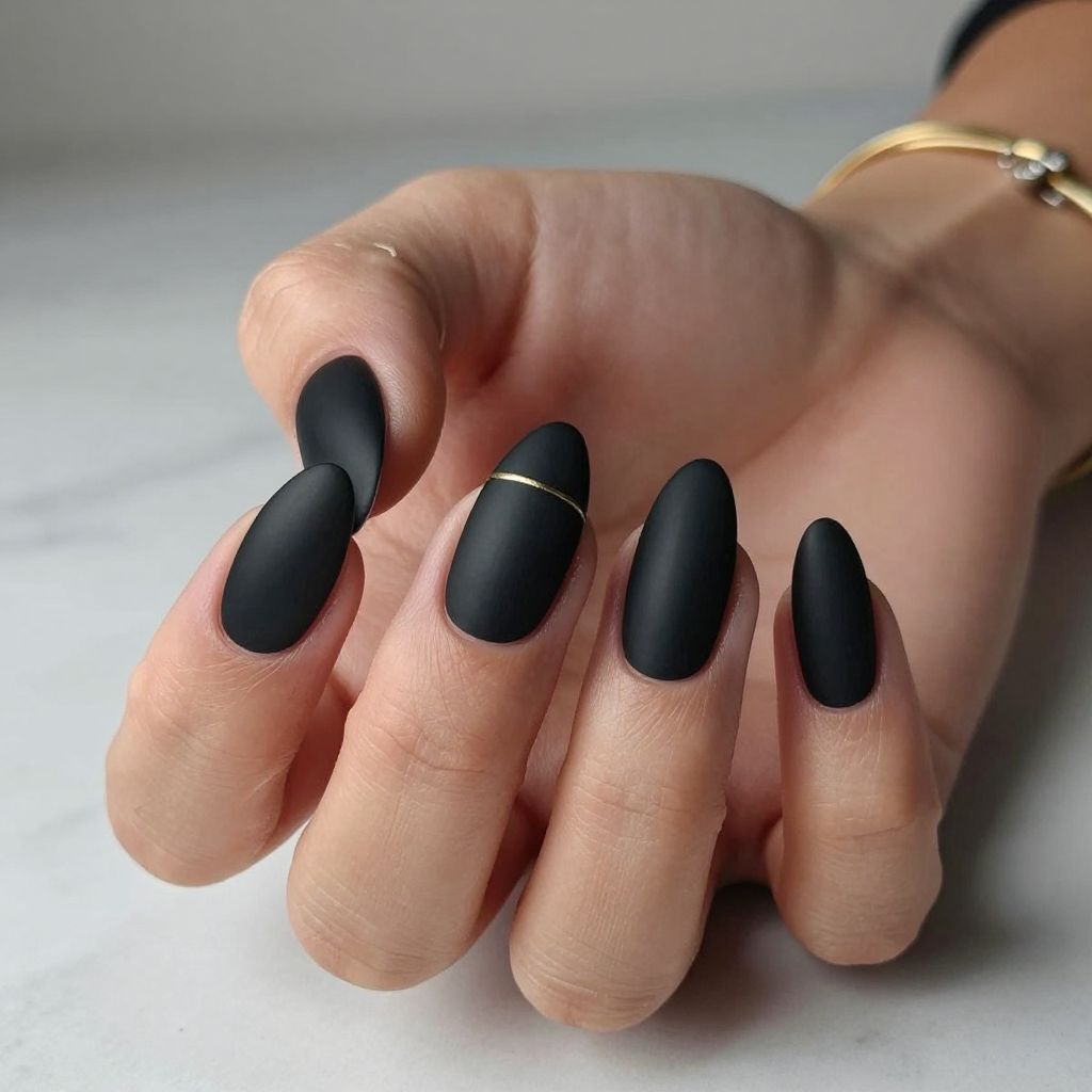 Matte Black Minimalist Nails