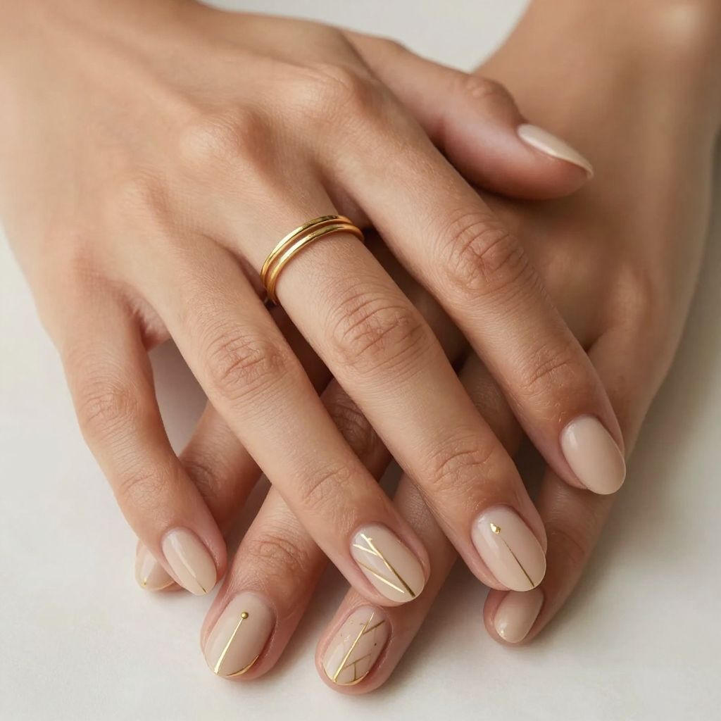 Soft Beige with Delicate Gold Striping