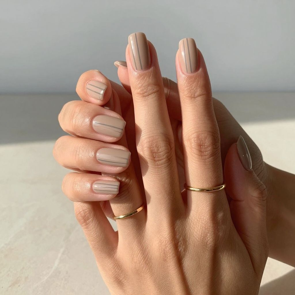 Taupe with Minimalist Vertical Lines