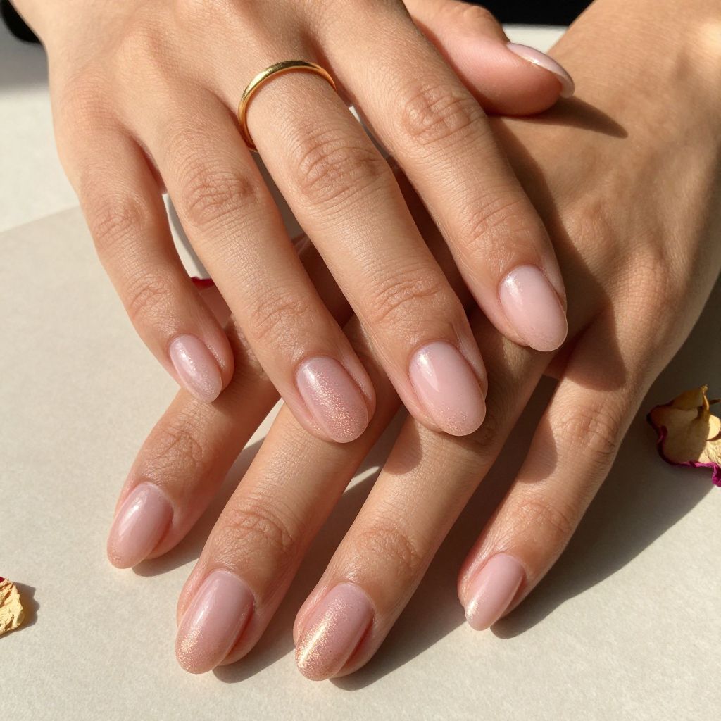 Soft Pink with Barely There Rose Gold Dust