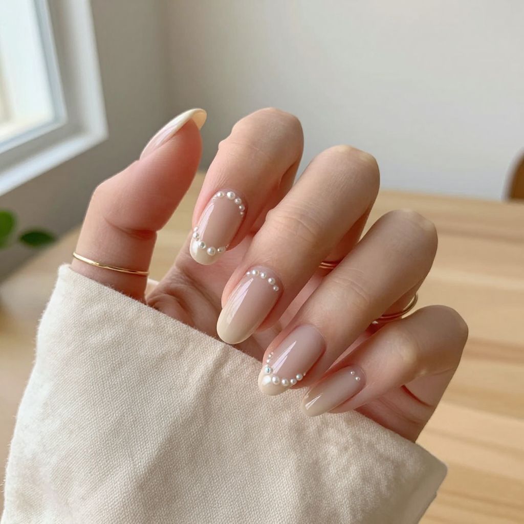 Nude with Delicate Pearl Accents