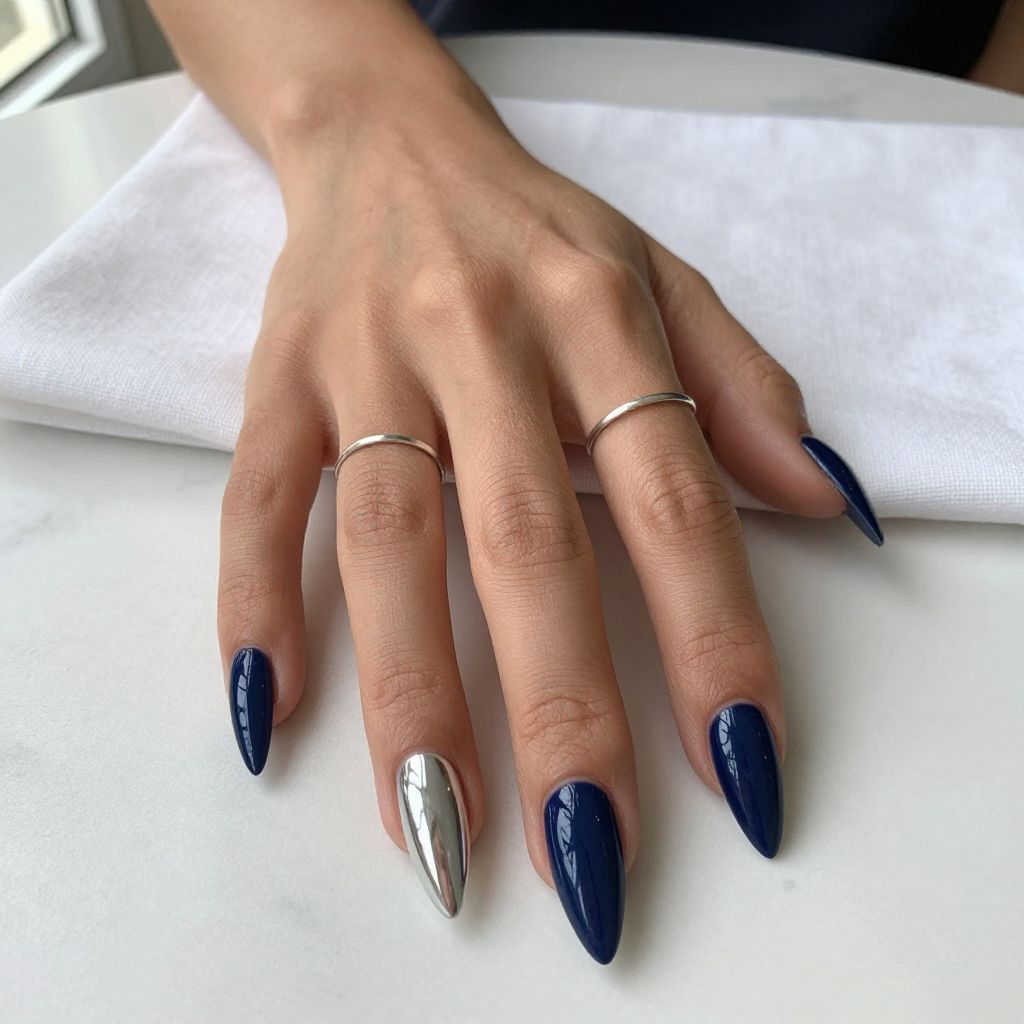 Navy Blue Nail Designs 10