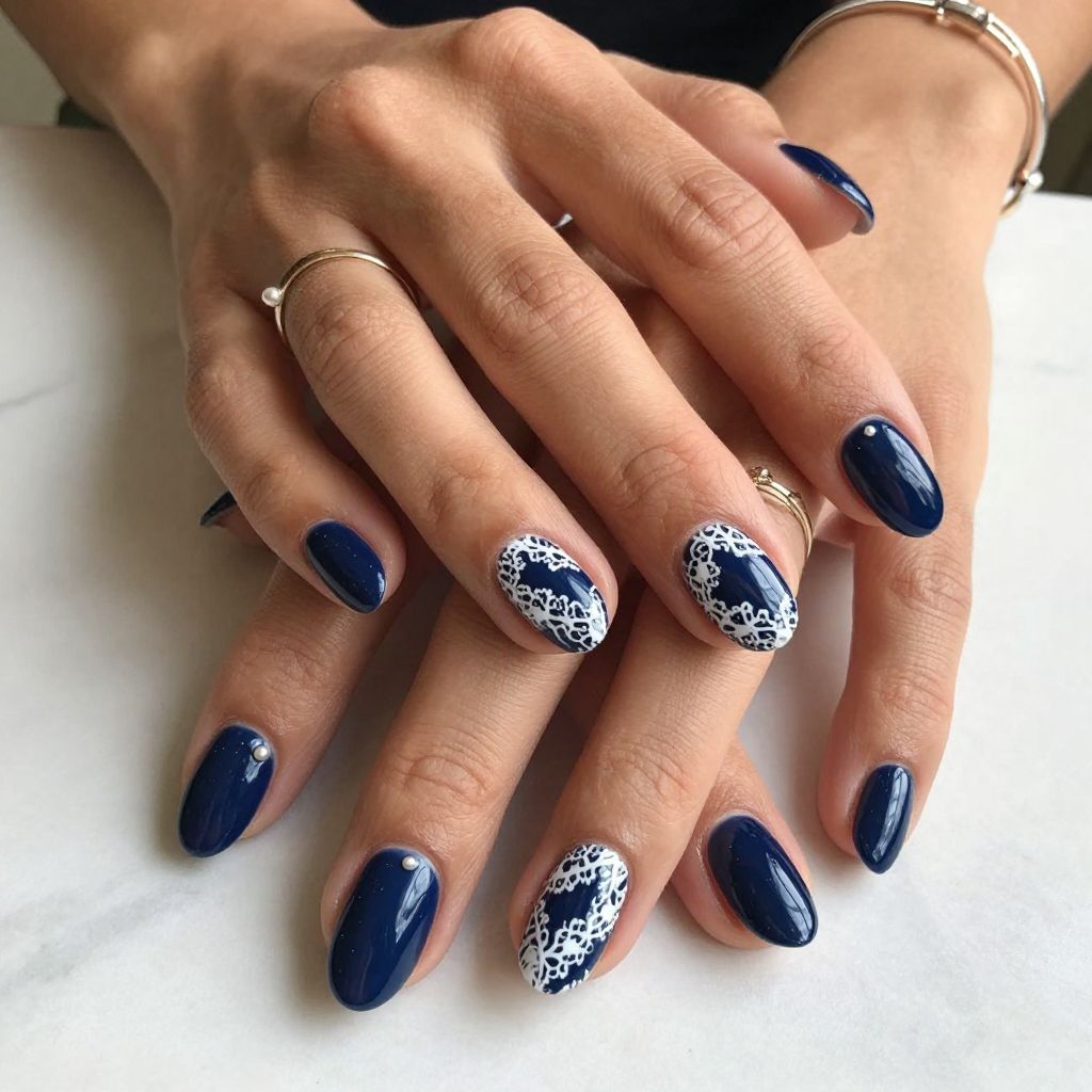 Navy Blue Nail Designs 11