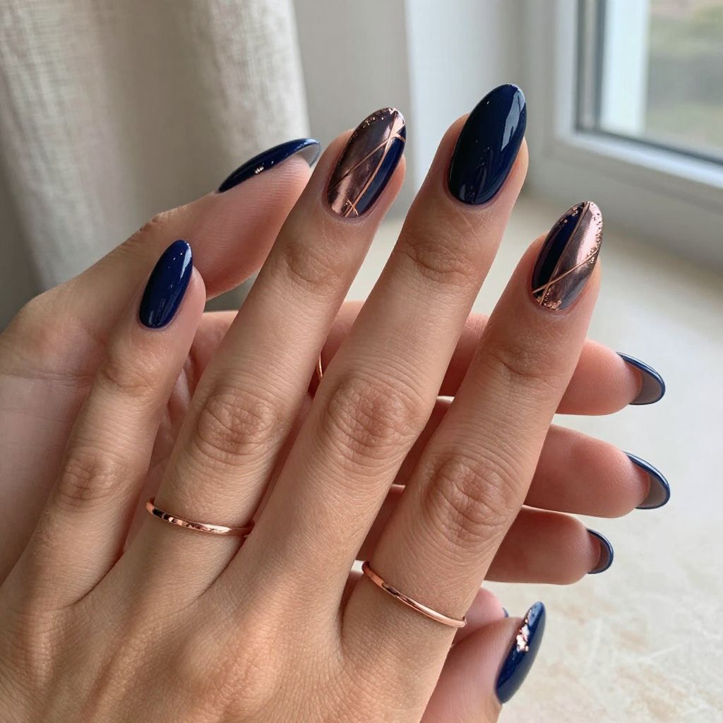 Navy Blue Nail Designs 12