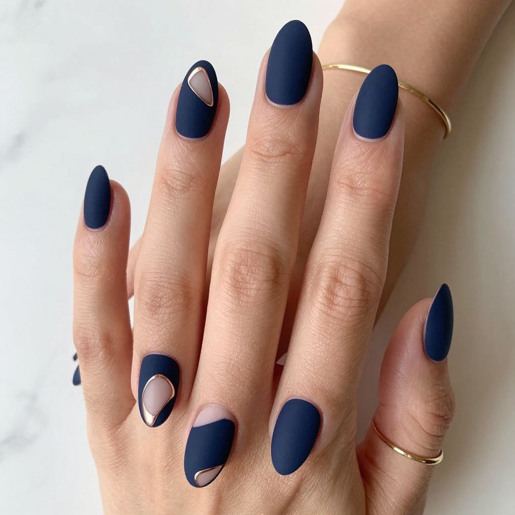 Navy Blue Nail Designs 13